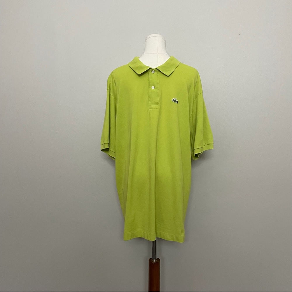 Vintage Lacoste Polo Shirt 100% Cotton Crocodile Patch Chartreuse Lime Green